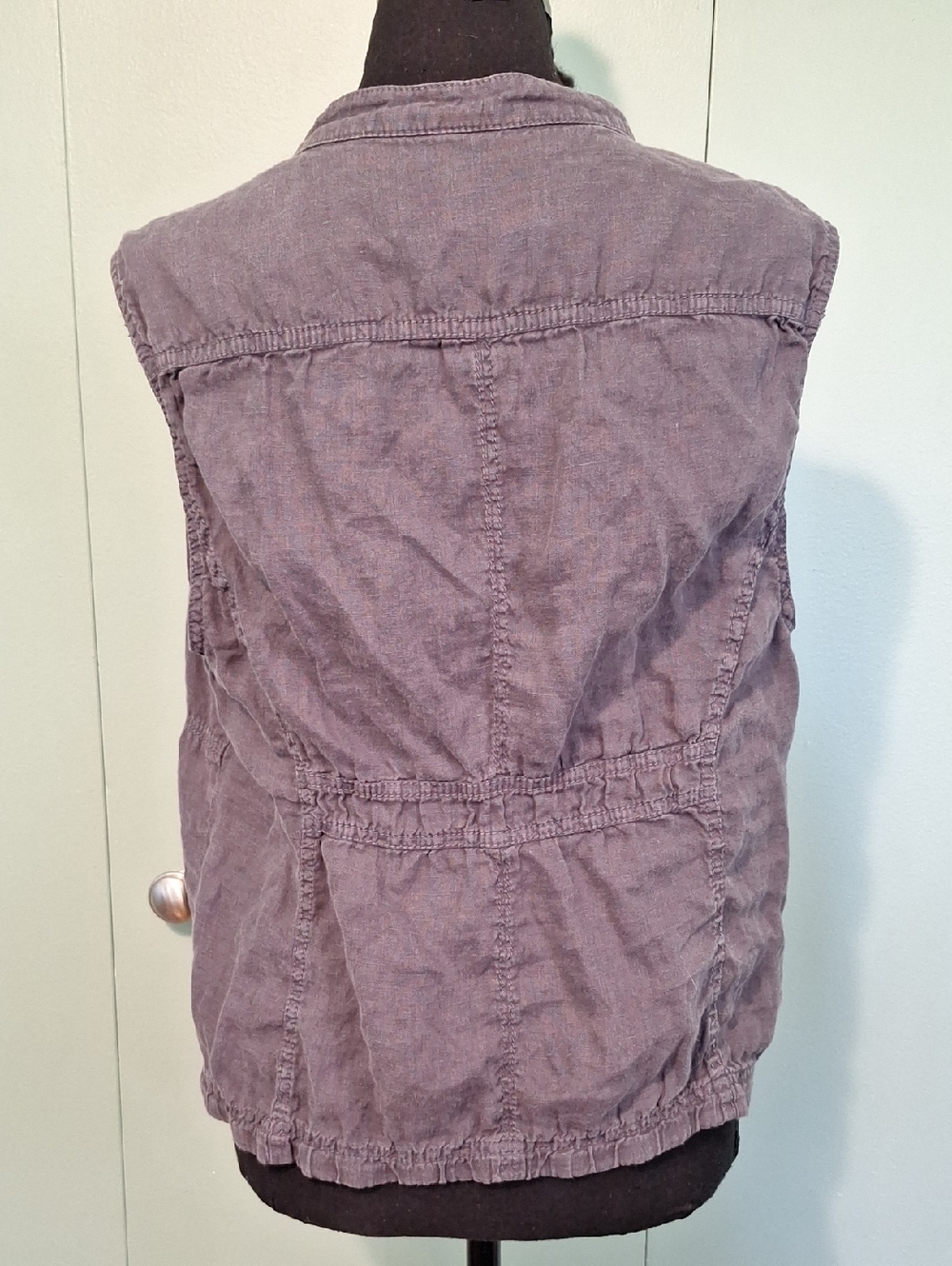 Caslon 100% Linen Gray Zip Up Fashion Vest Size Large - Picture 5 of 7